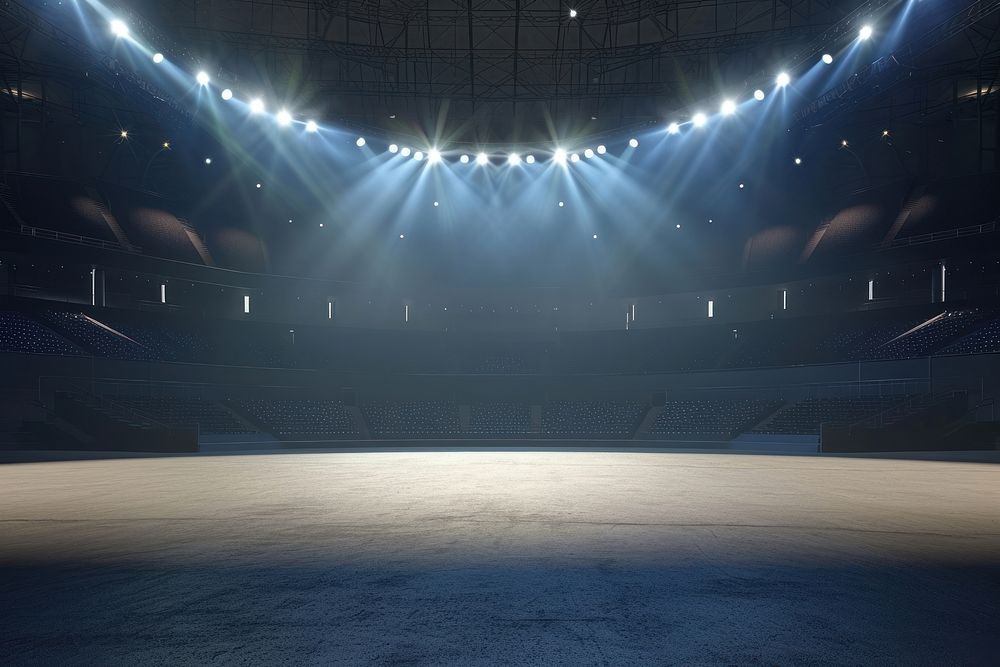 Empty stadium stage architecture spotlight arena.
