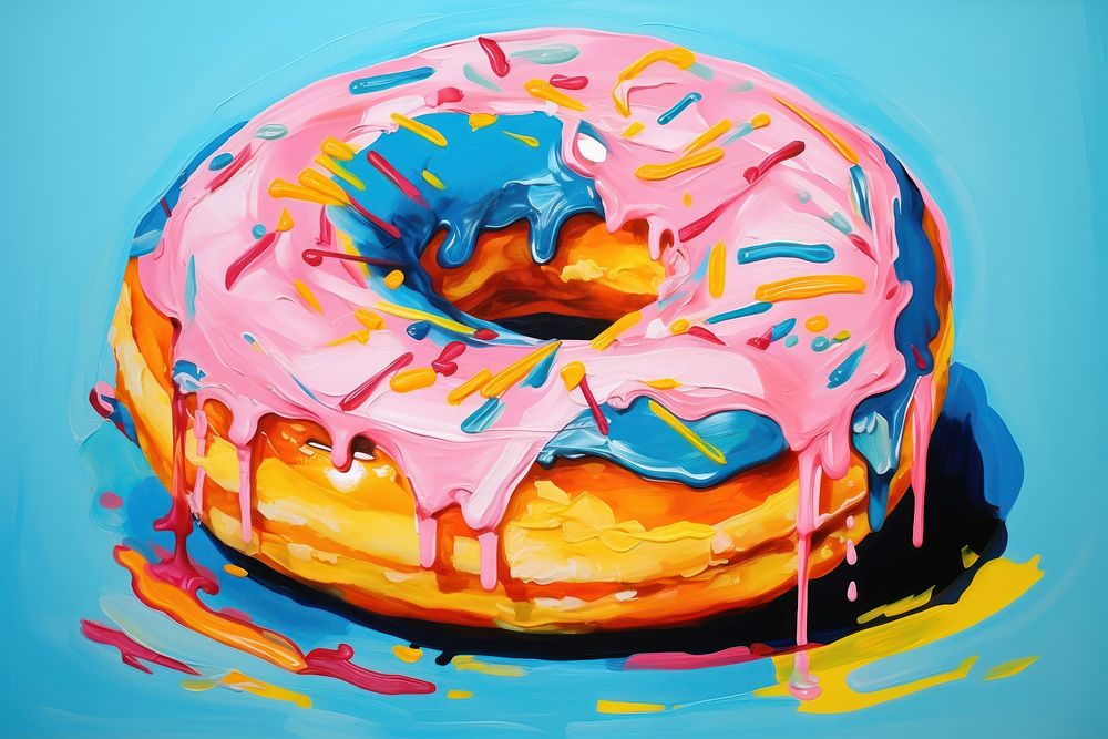 A donut with dessert painting sweets icing.
