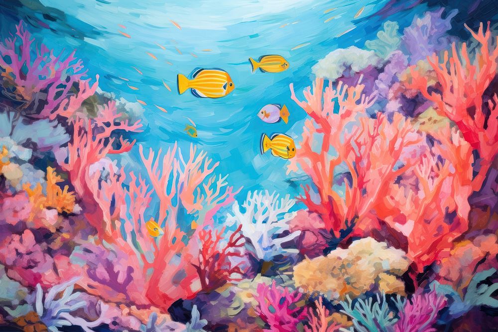 A coral reef backgrounds outdoors painting.