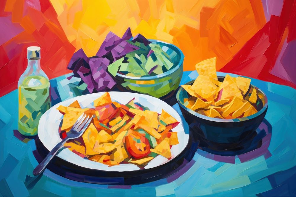 Mexican food painting snack plate.