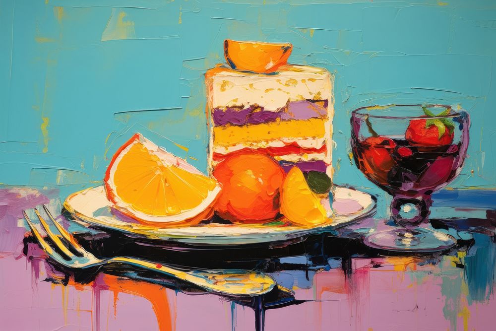 A dessert painting grapefruit food.