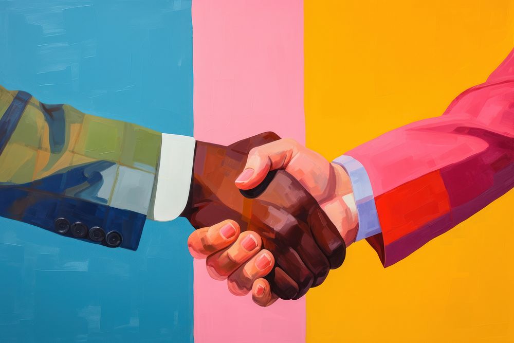 A handshake unity togetherness agreement.