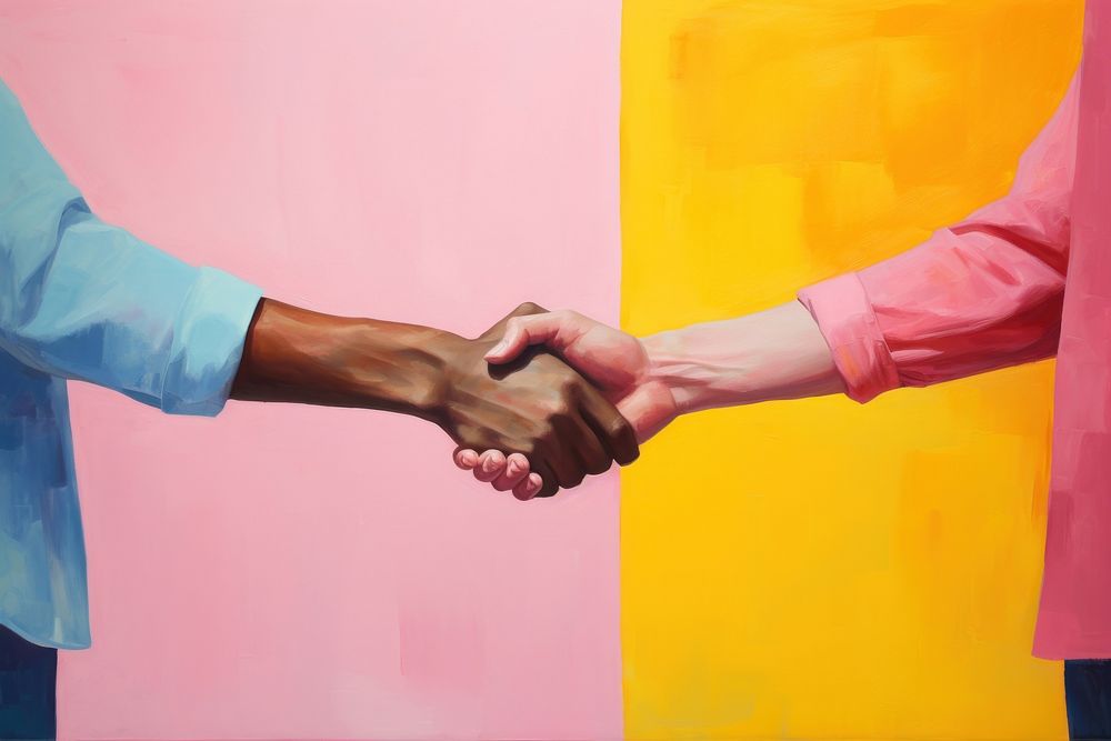 A handshake painting adult togetherness.