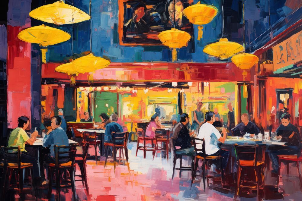 A Chinese restaurant architecture painting table.