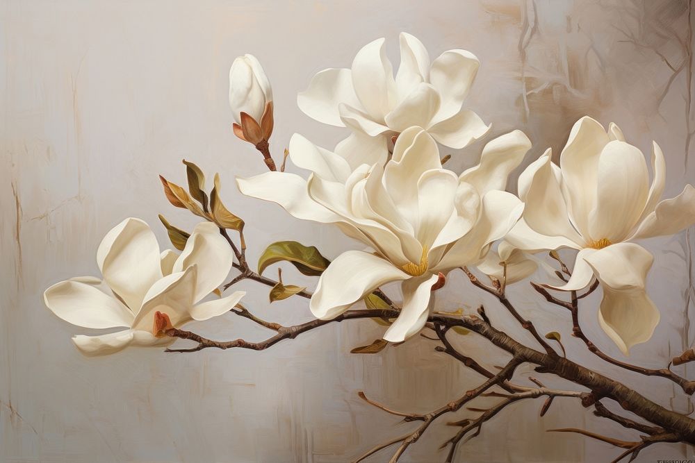 Magnolia painting flower plant.
