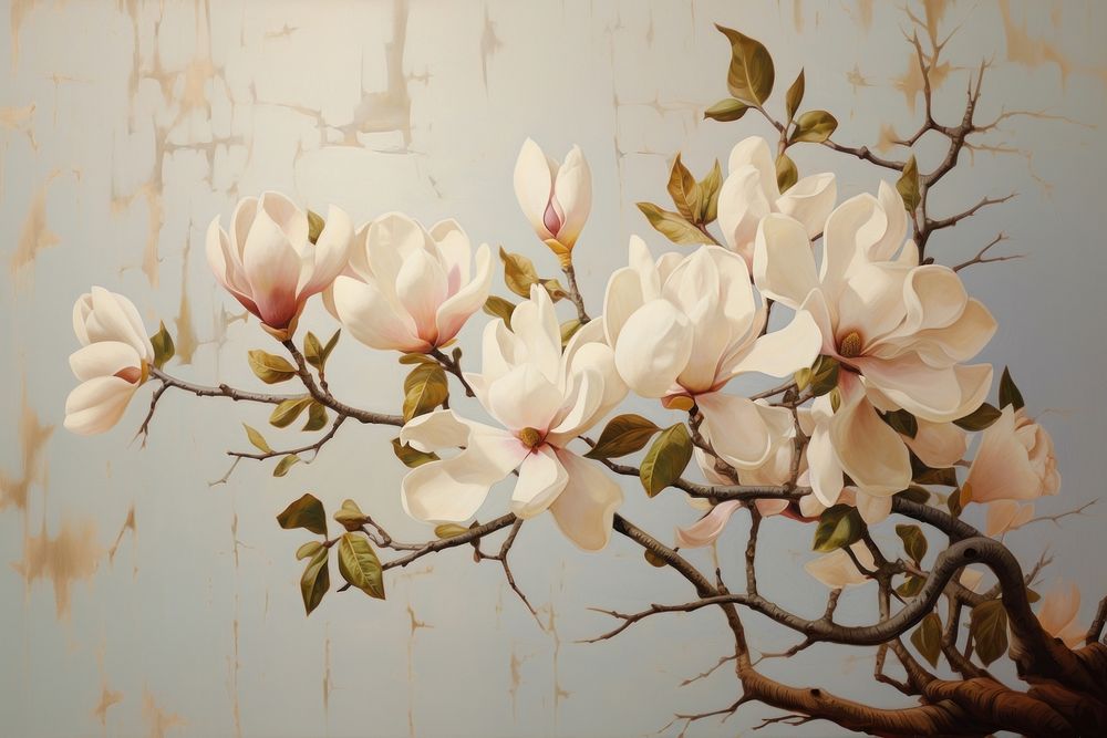 Magnolia painting blossom flower.