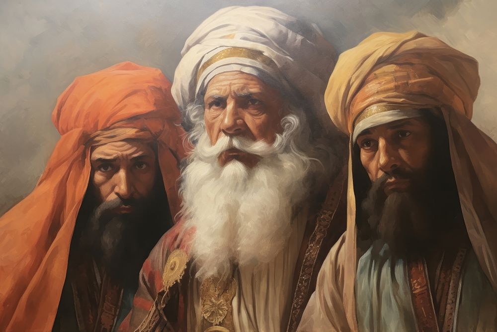 Three wise men painting portrait adult.