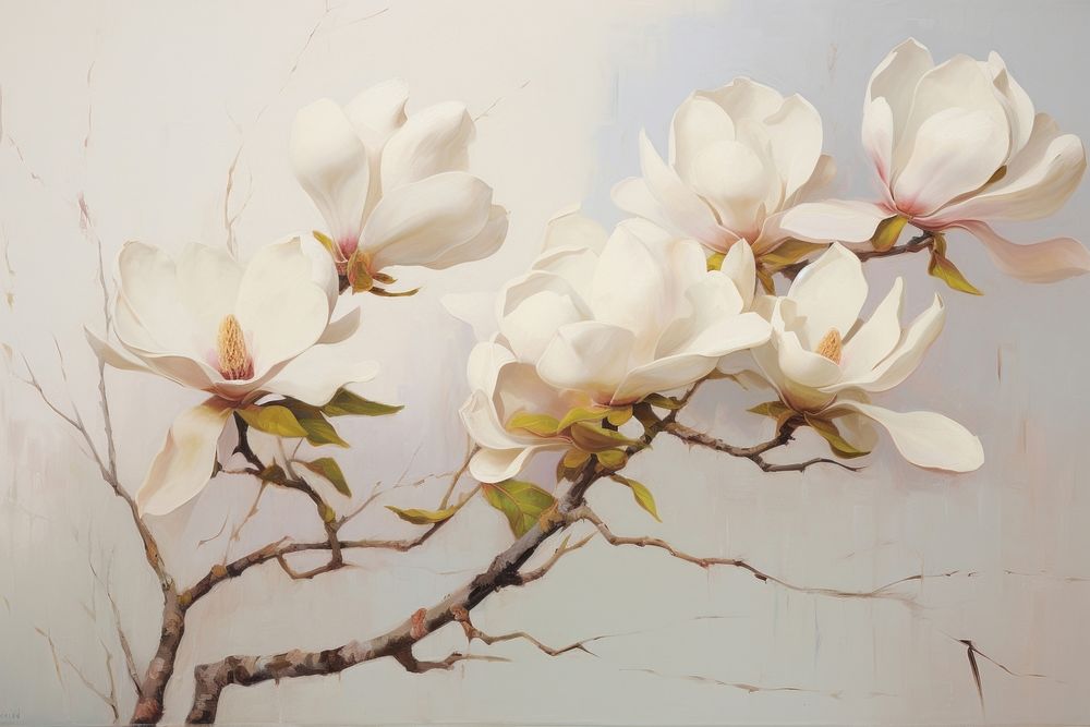 Magnolia painting blossom flower.