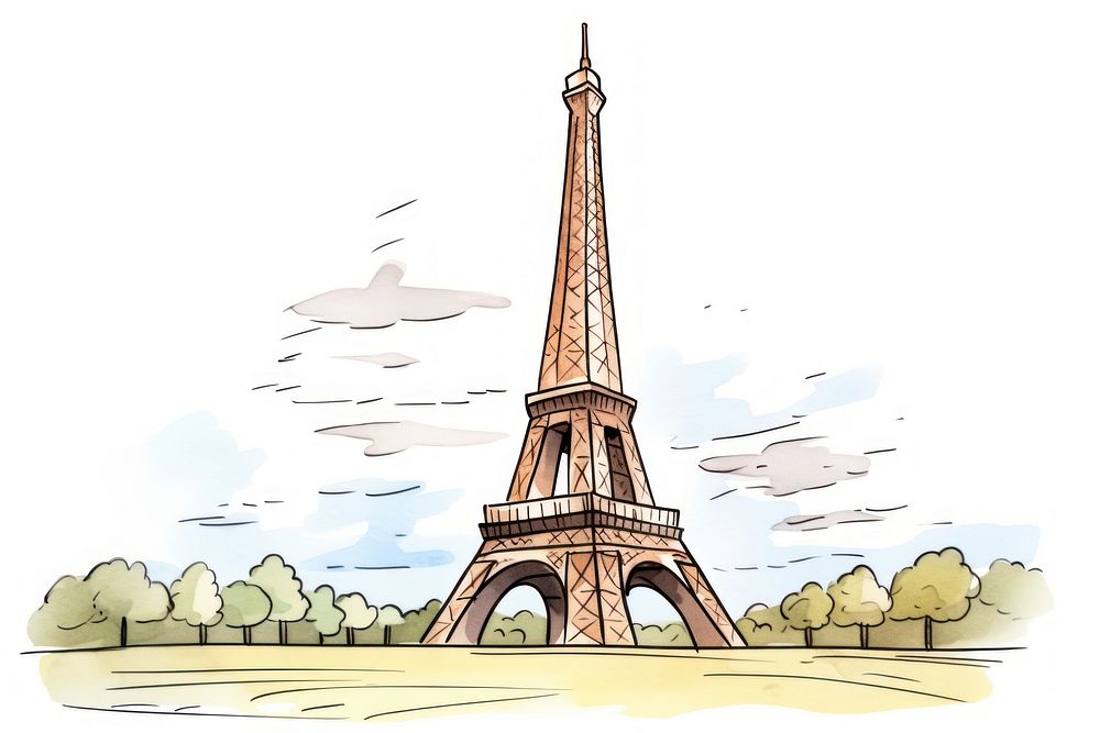 France eiffel tower sketch city architecture.