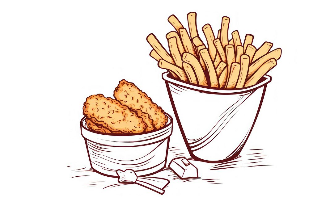 Sketch bread fried fries.