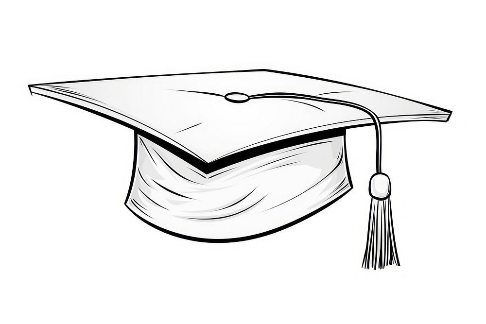 Graduation hat sketch drawing line.