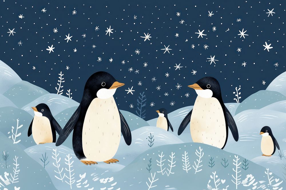 Cute penguin pattern animal bird wildlife.