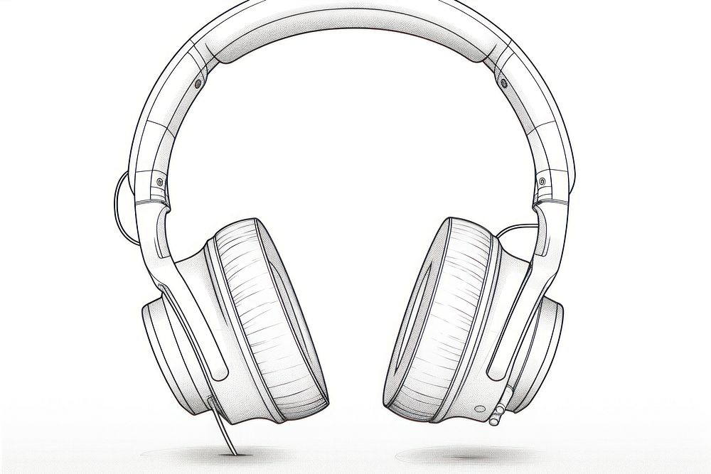 Headphones holder headset sketch white.