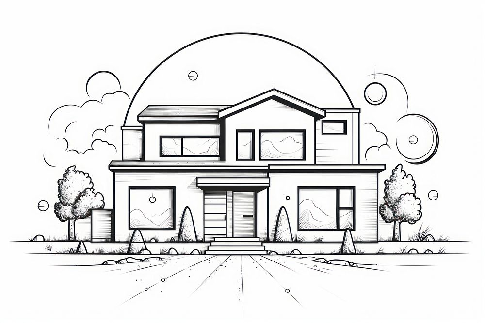 House outline sketch drawing architecture illustrated.