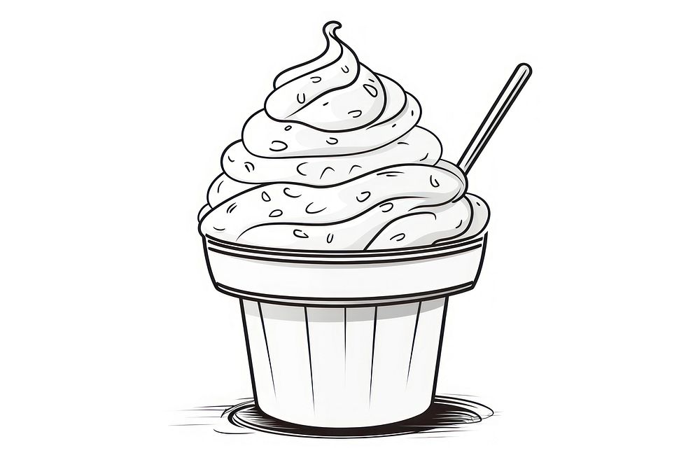 Ice cream in cup dessert sketch food.