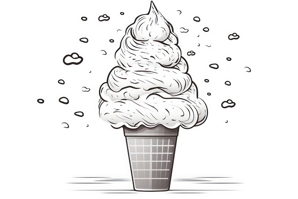 Ice cream dessert sketch food.