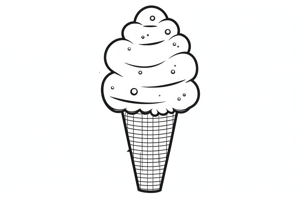Ice cream dessert sketch white.