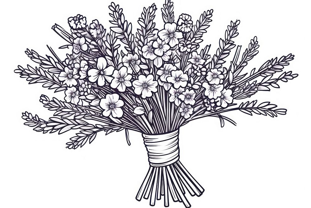 Lavender Bouquet sketch drawing doodle.
