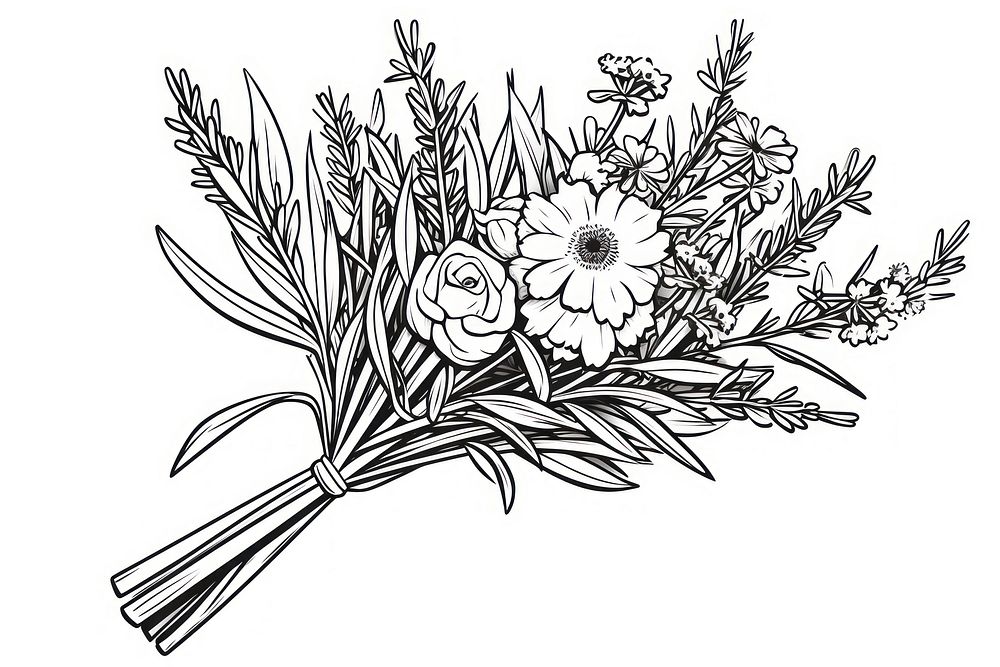 Lavender bouquet sketch drawing doodle.