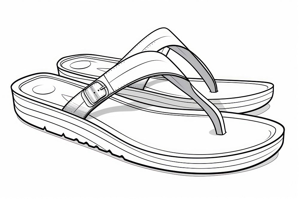 Flip-flops footwear sketch line.