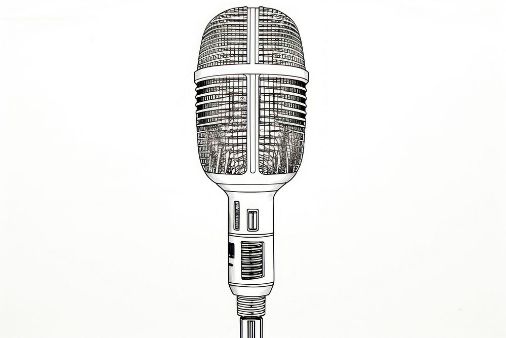 Microphone sketch white background technology.