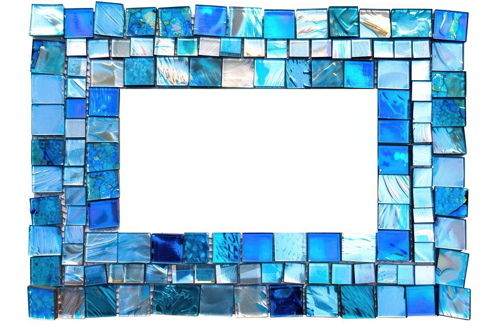 Blue iridescent square mosaic art backgrounds.