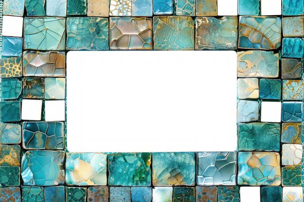 Iridescent turquoise square mosaic backgrounds rectangle.