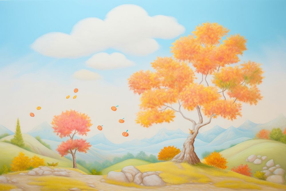 Painting of autumn outdoors nature plant.