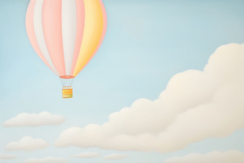 Painting of balloon backgrounds aircraft sky.