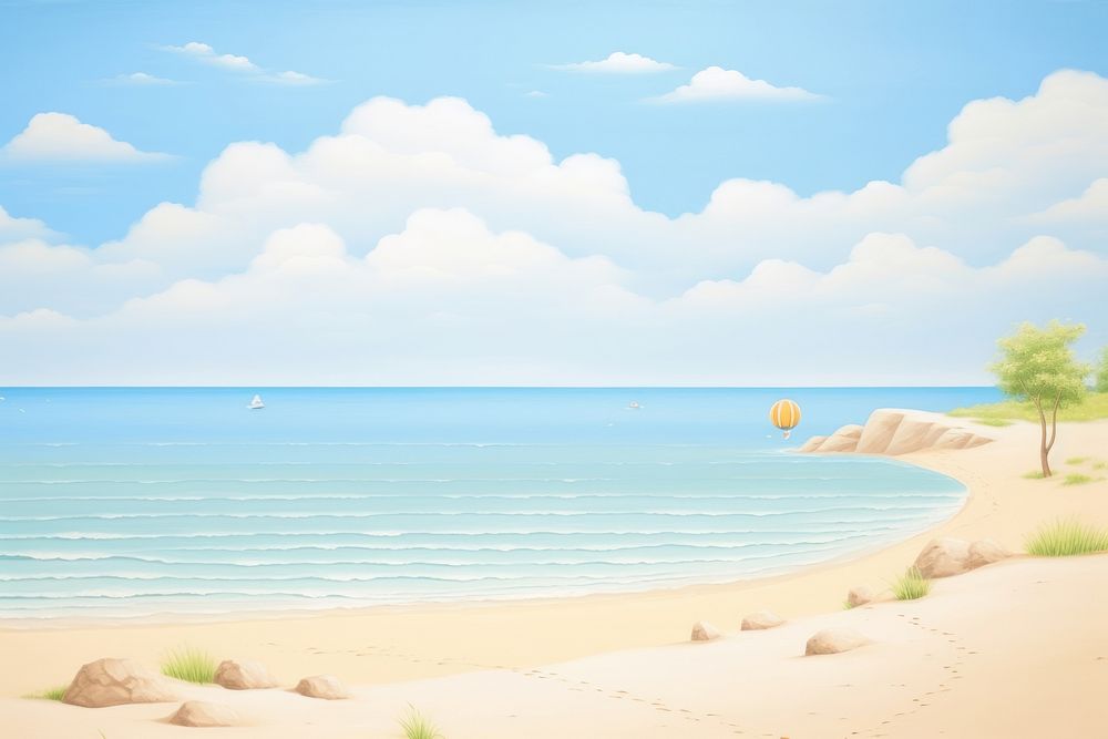 Painting of beach backgrounds landscape outdoors.