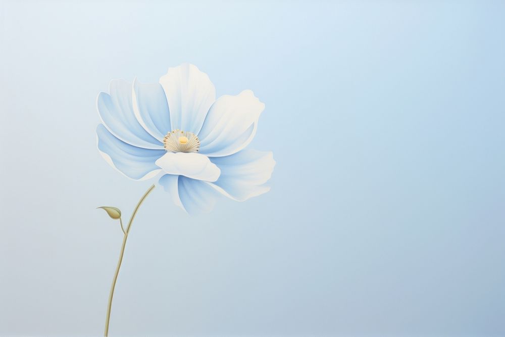 Painting of blue flower nature petal plant.