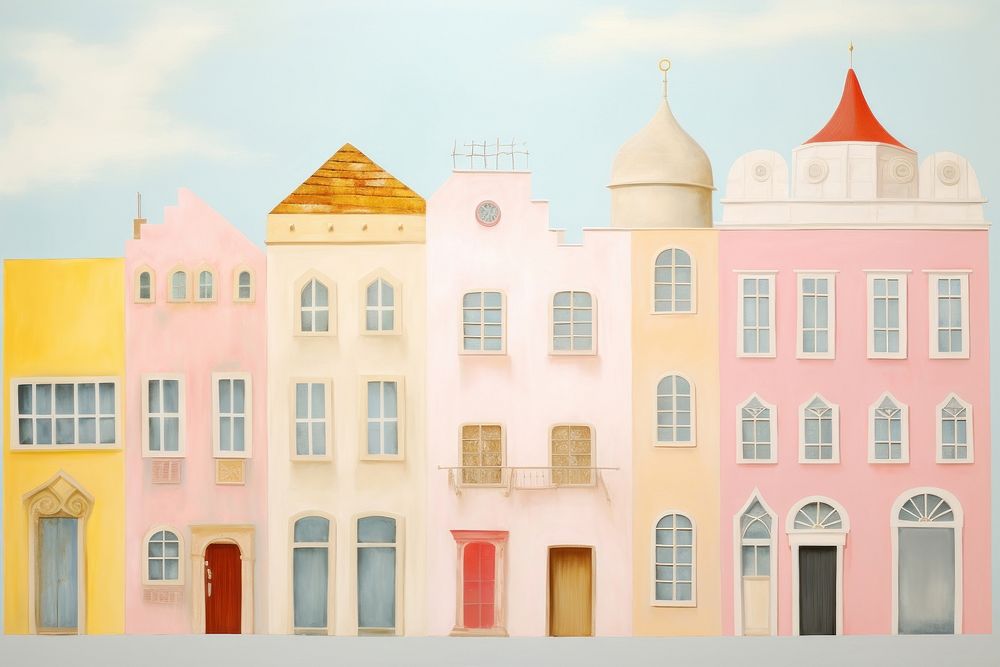 Painting of buildings architecture house city.