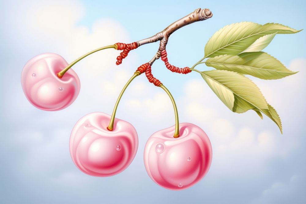 Painting of cherry plant fruit food.