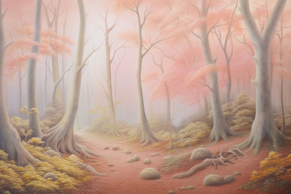 Painting of forest backgrounds landscape outdoors.