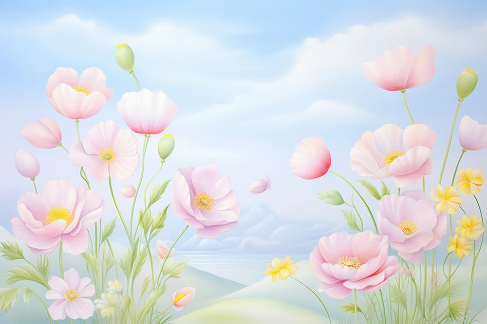 Painting of flowers backgrounds outdoors nature.