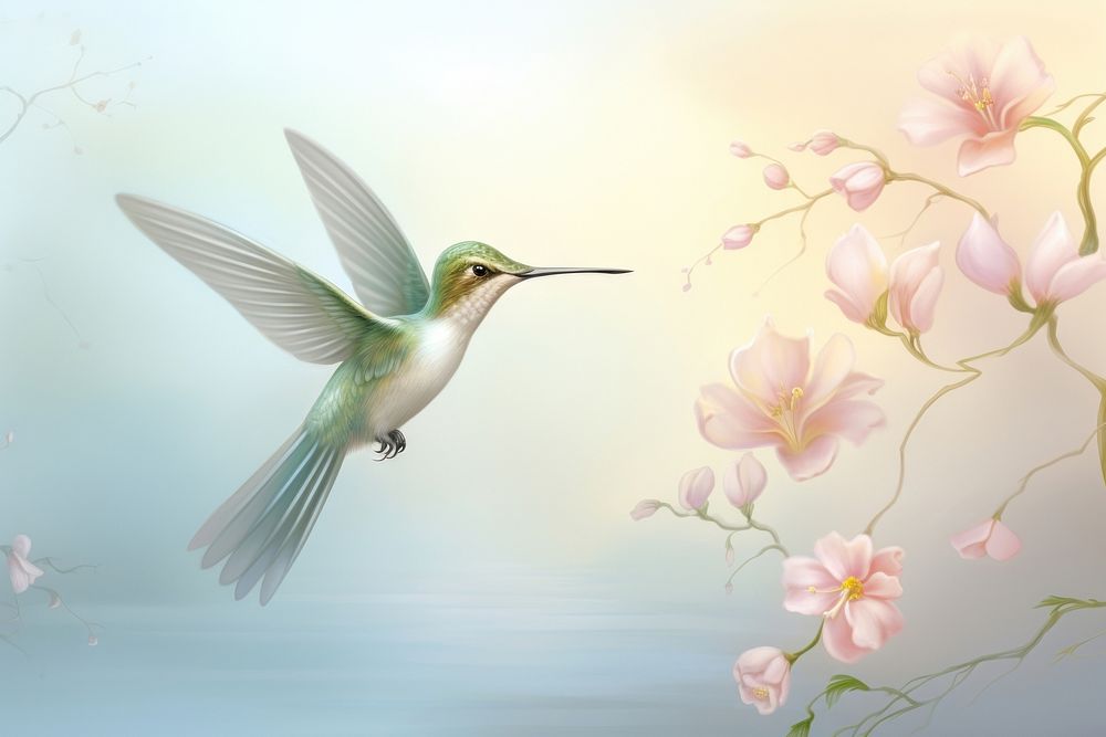 Painting of hummingbird animal flying fragility.