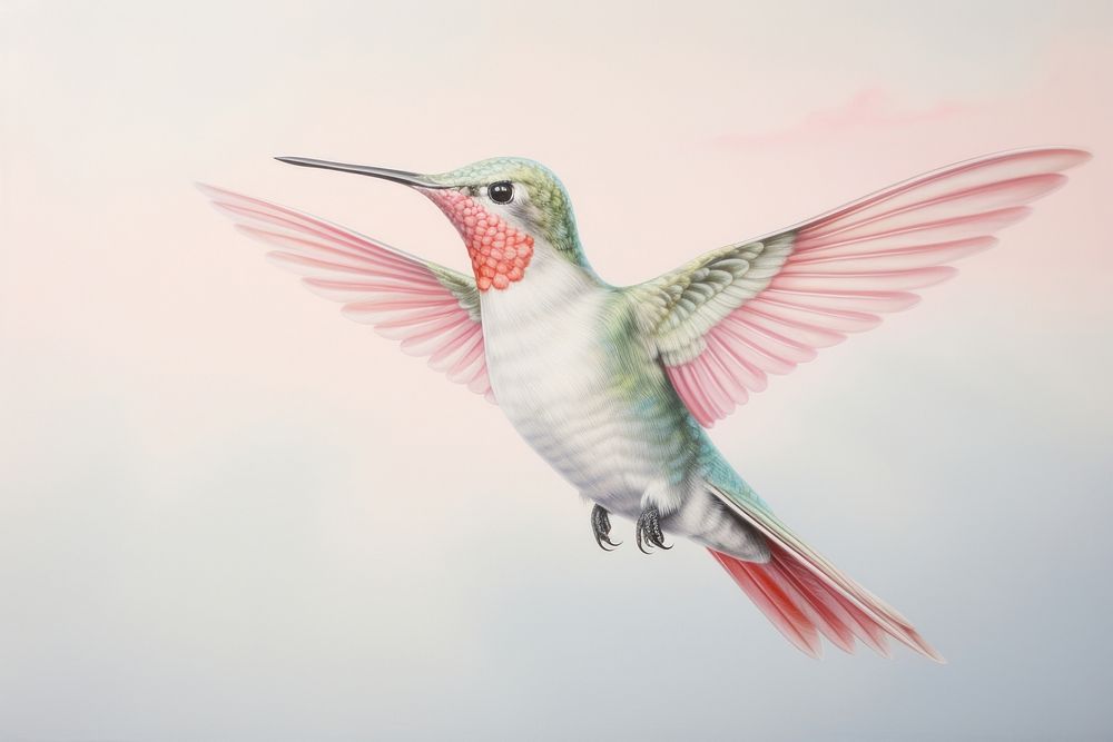 Painting of hummingbird animal flying wildlife.