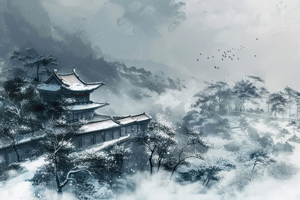 Painting of korea landscape outdoors nature.
