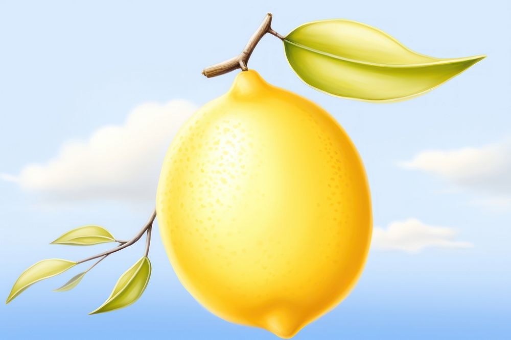 Painting of lemon plant fruit food.