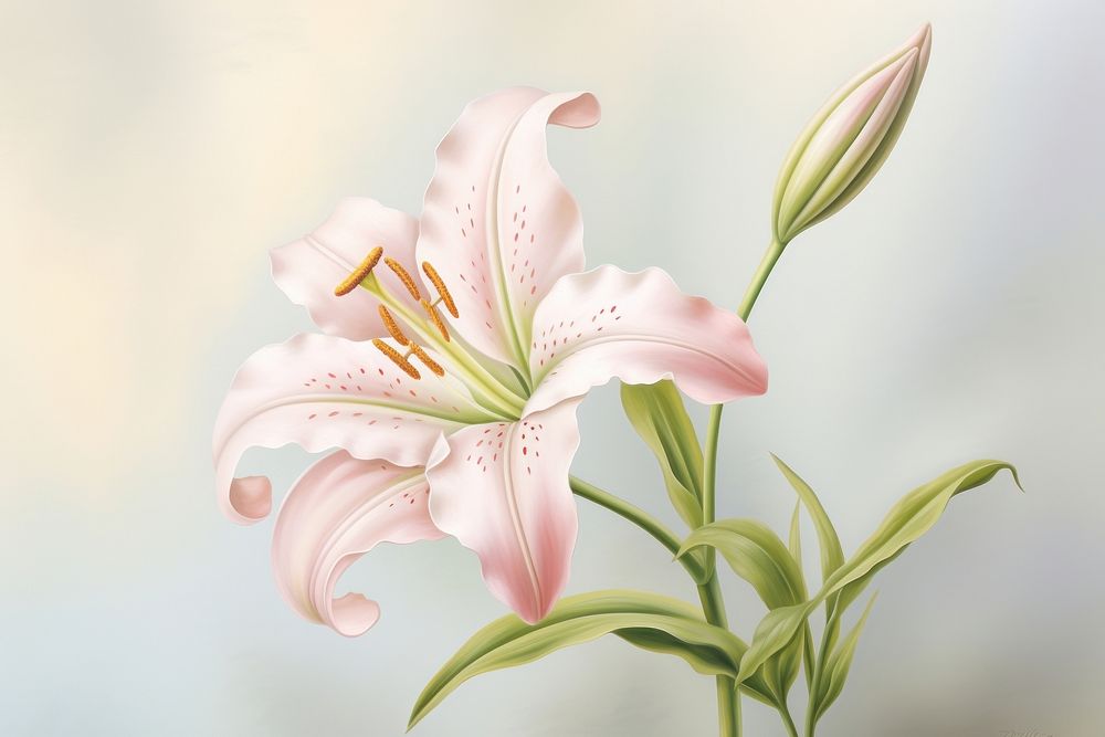 PNG Painting of lily blossom flower plant.