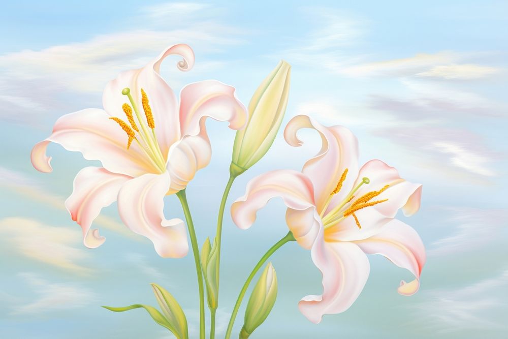 Painting of Lilys lily flower plant.