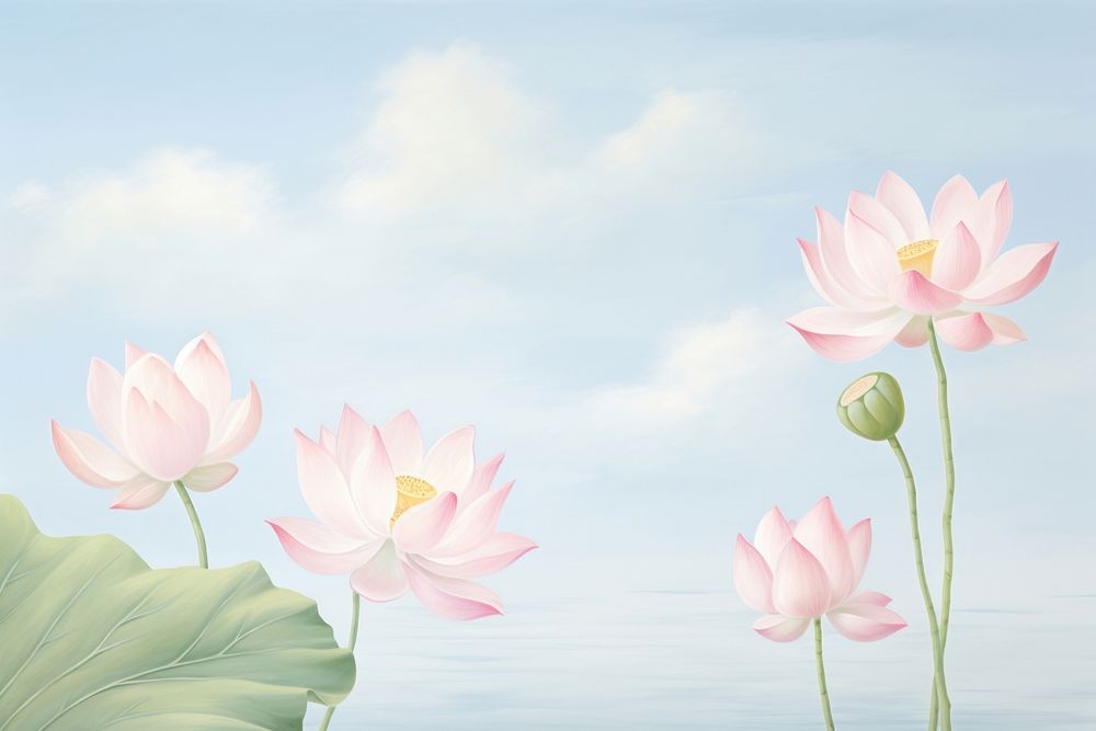 Painting of lotus outdoors nature flower.