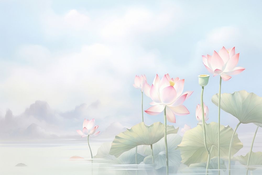 Painting of lotus outdoors nature flower.