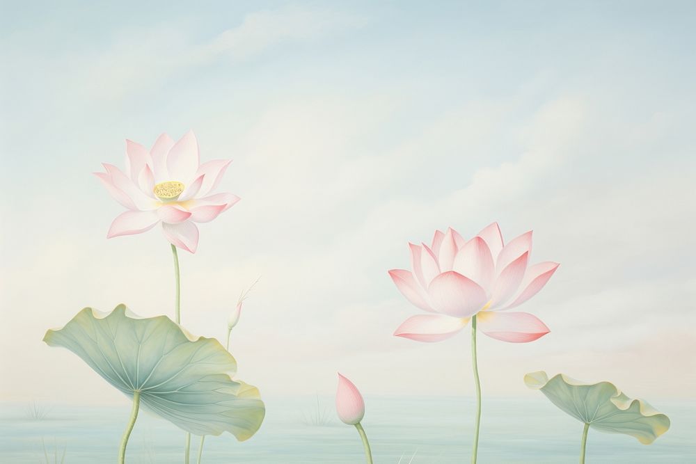 Painting of lotus flower petal plant.