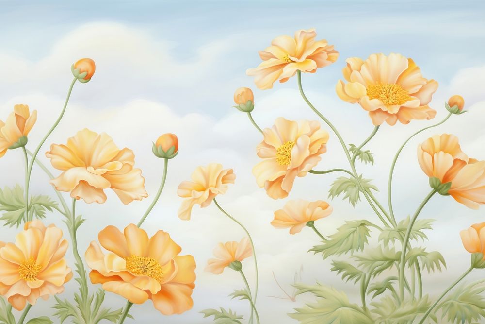 Painting of marigolds backgrounds pattern flower.