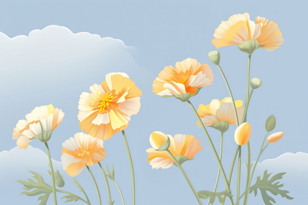 Painting of marigolds outdoors flower nature.