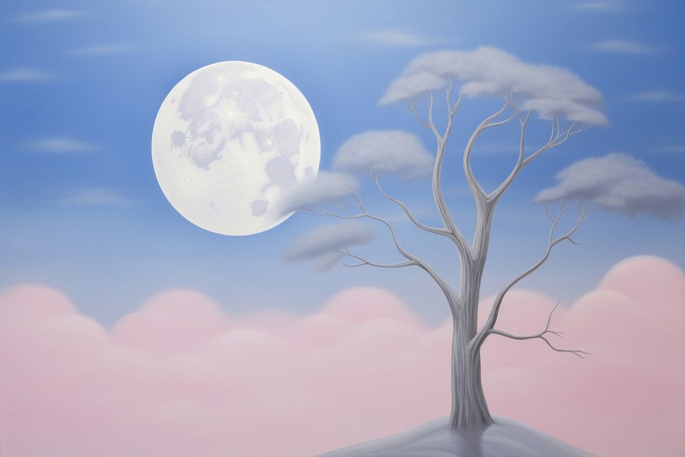 Painting of moon outdoors nature sky.