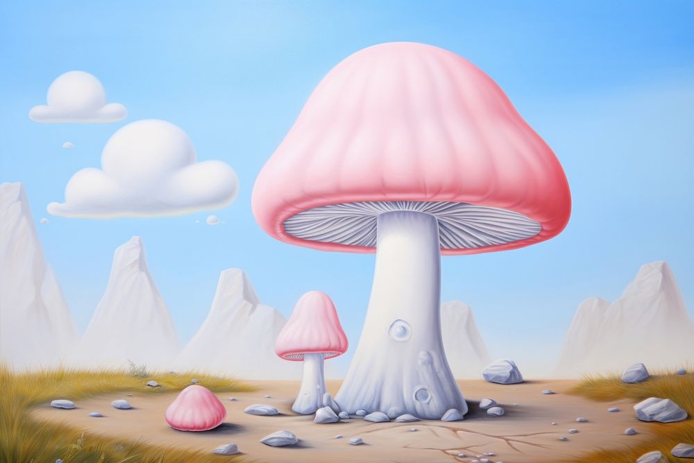 Painting of mushroom fungus plant transportation.