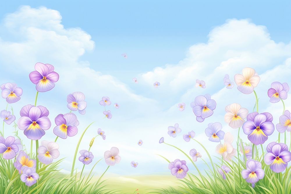 Painting of pansy field backgrounds outdoors flower.