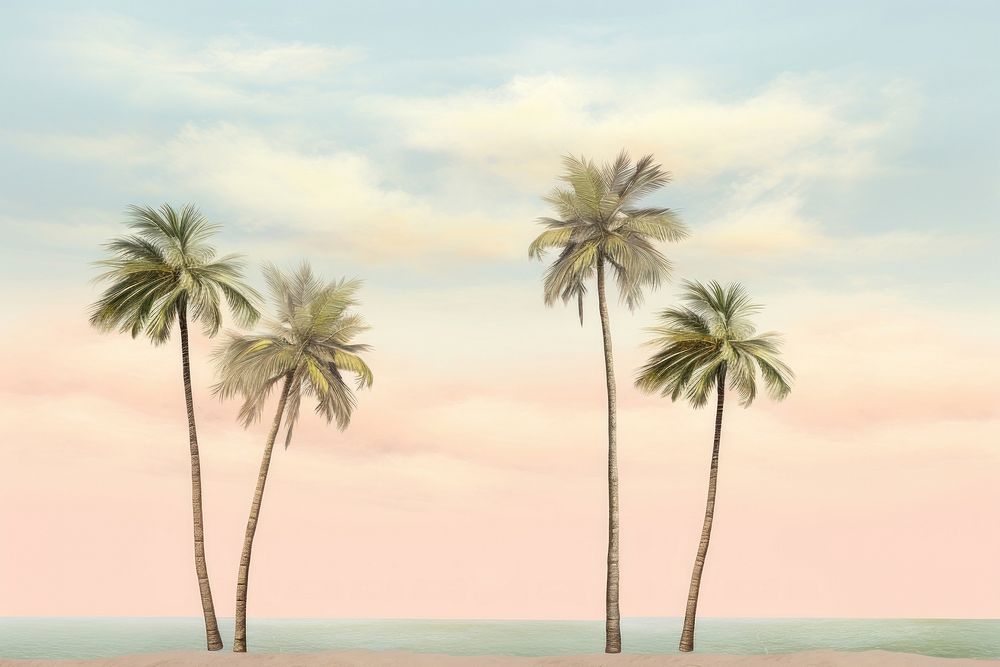Painting of palm trees outdoors nature plant.